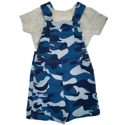 Conjunto jardinera camuflaje Azul