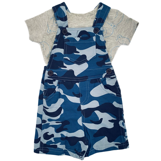 Conjunto jardinera camuflaje Azul