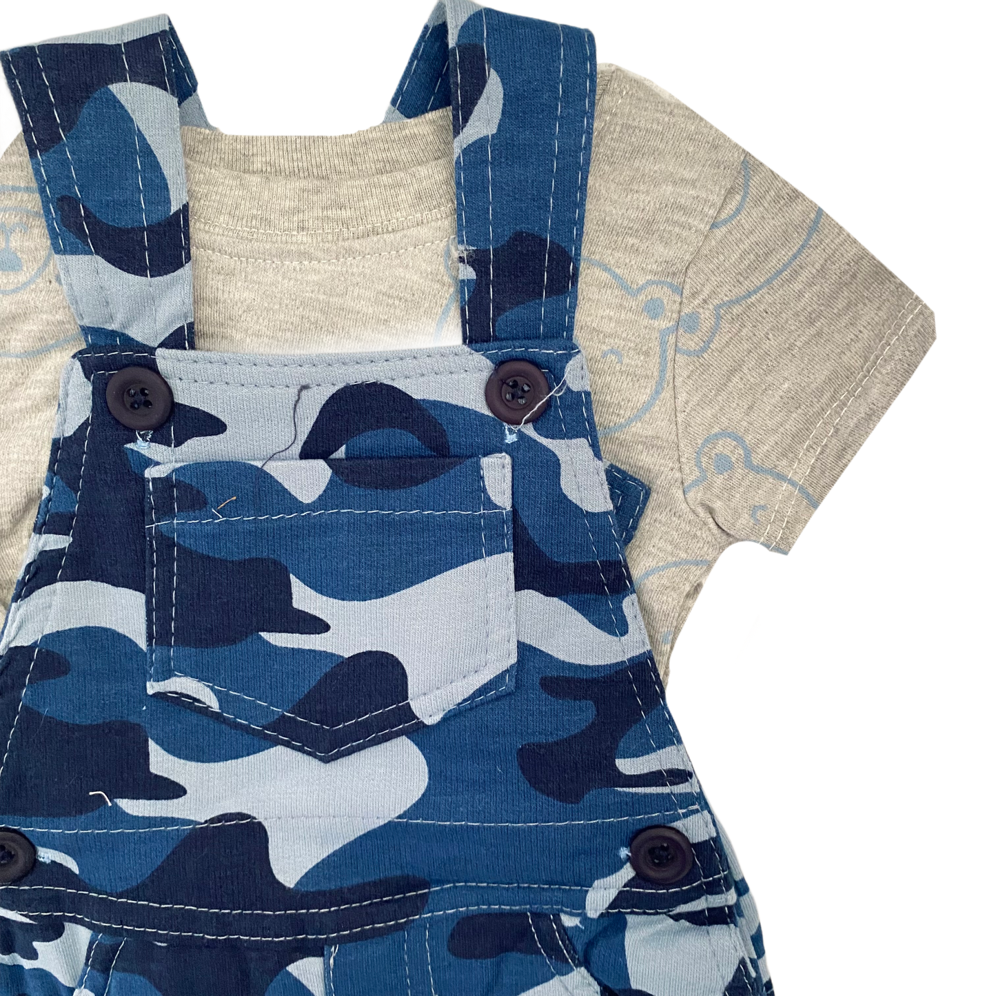 Conjunto jardinera camuflaje Azul