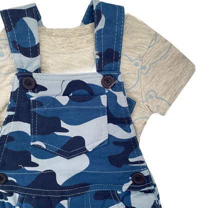 Conjunto jardinera camuflaje Azul