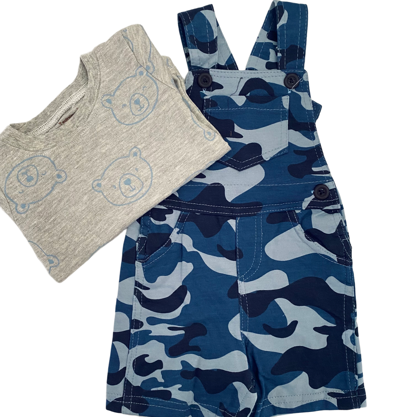 Conjunto jardinera camuflaje Azul