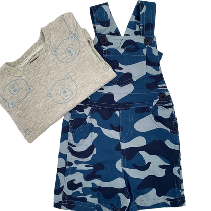 Conjunto jardinera camuflaje Azul